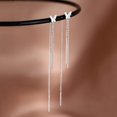 thumbnail image 4 of 925 Sterling Silver Butterfly Dangle Earrings for Women Teens Butterfly Dangle Earrings Threader Earrings Line Tassel Chain, 4 of 5