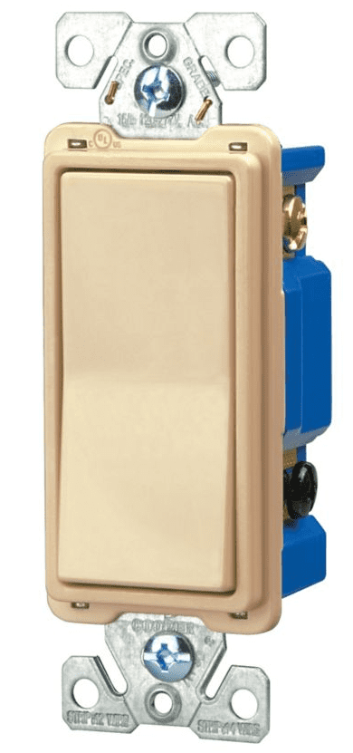 (case of 6) EATON 7504V-BOX 7500 Decorative Standard Rocker Switch, 120/277 Vac, 15 A, 4 Position, 4-way, Ivory