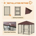 thumbnail image 6 of PawHut 4.6' x 4.6' x 5' Outdoor Dog Kennel with Waterproof Canopy, Dog Playpen for Small and Medium-Sized Dogs with Two Part Door Design, Brown, 6 of 9