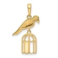 thumbnail image 4 of Auriga Fine Jewelry 14K Yellow Gold and White Rhodium D/C Bird on Bird Cage Pendant for Women, 4 of 6