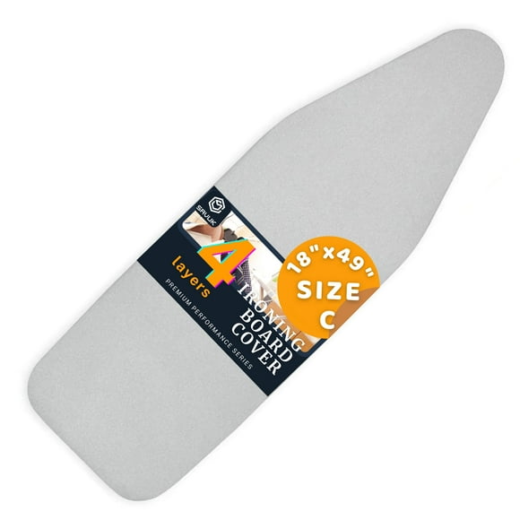 SAVUK Ironing Board Cover and Pad Standard Size 18x49 inch Large Extra Wide Adjustable Elastic Edge Fit Extra Thick Heat Reflective Non Stick Scorch and Stain Resistant (18"" X 49"" Silver)