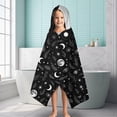 thumbnail image 6 of Black White Moon Leaf Eye Star Pattern Hooded Bath Towel，60"x35" for Ages 3 To 12 Kids, Quick Dry Lightweight Soft Microfiber Hood Beach Towel Cover Up for Kids, 6 of 7