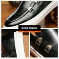 thumbnail image 3 of Men Double Monk Strap Dress Sneakers,Casual Fashion Formal Business Patent Leather Slip On Loafers Dress Shoes Penny Loafers, 3 of 10