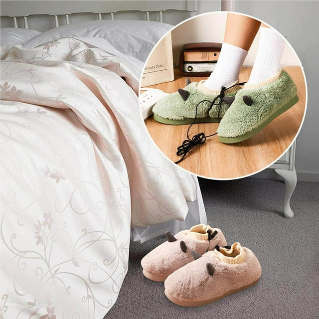 USB Heated Slippers Plush Temperature Adjustable Heating Room Ladies Supplies Slippers Anti-slip Slippers Winter Foot Warmer for Women Type4