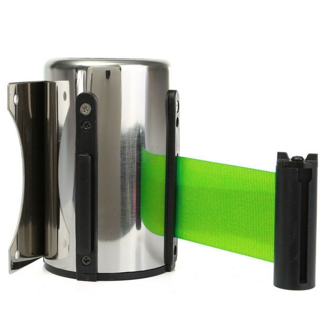 Stanchion Queue Barrier Wall Mount Crowd Control Retractable Ribbon Queue Belt 2m Green