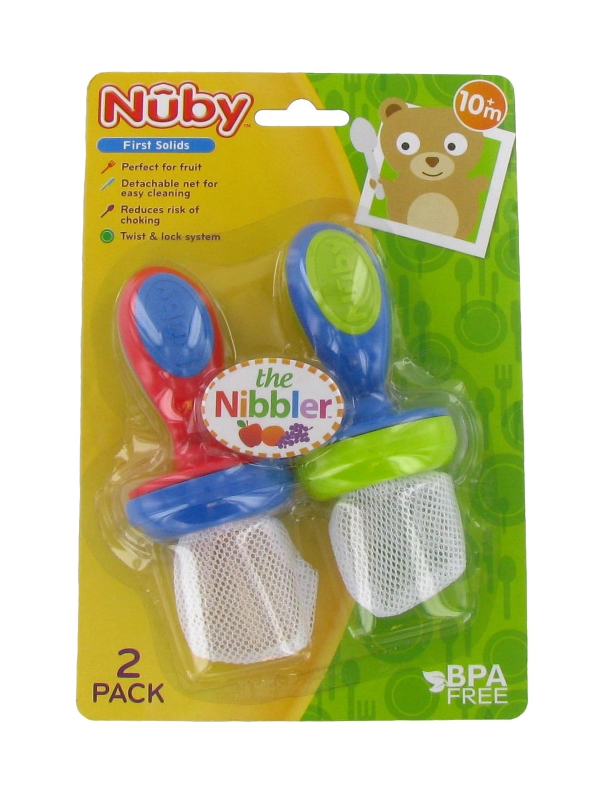 Colors May Vary Nuby 2-Pack Nibbler Mesh Feeders