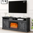 thumbnail image 2 of Electric Fireplace, Fireplace TV Stand for Television up to 67" Heater TV Stand, Freestanding Electric Fireplace Heater, Adjustable Flame, Fireplace Insert with Remote Control & Storage Cabinets, 2 of 7
