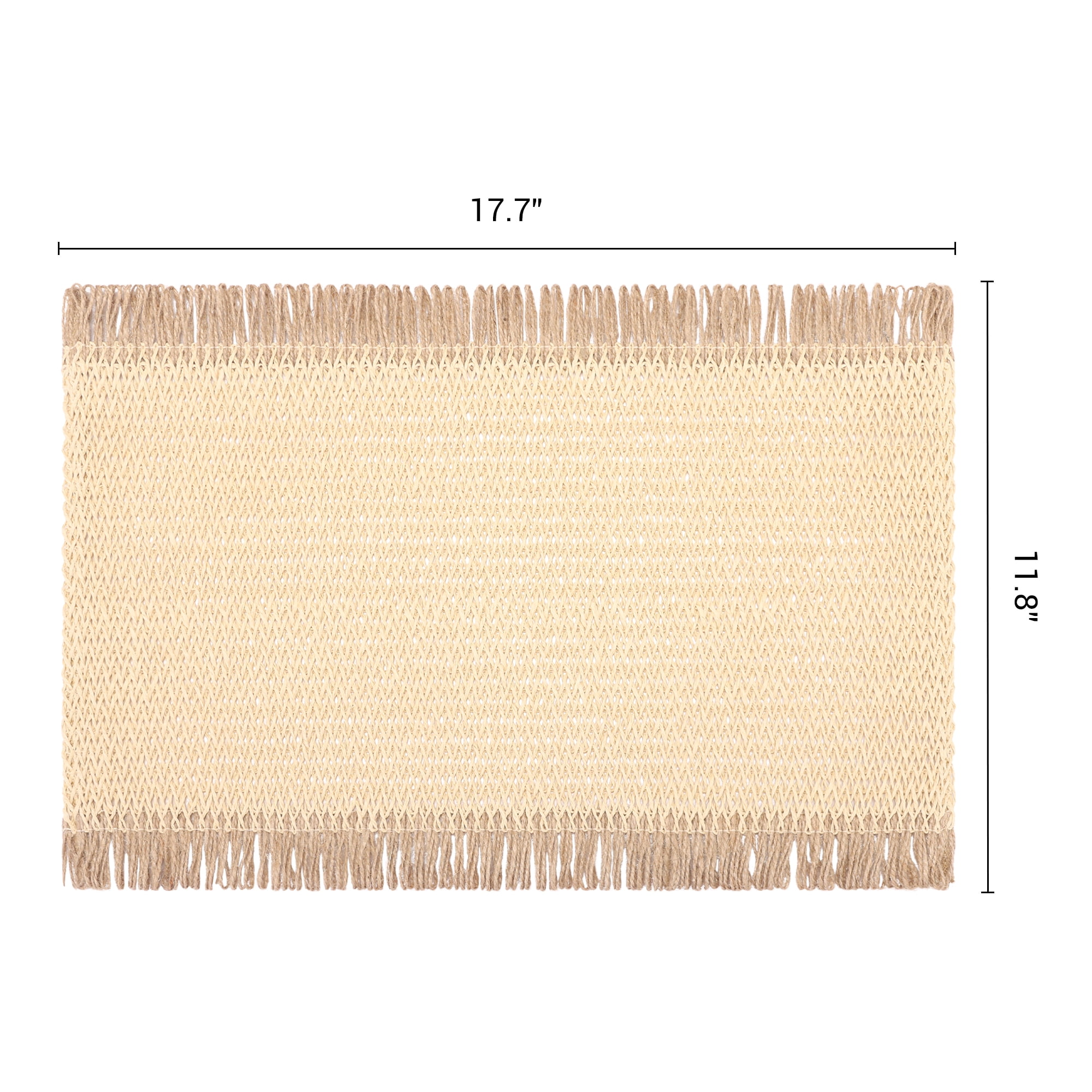 Unique Bargains 6pcs Woven Placemats with Tassels Beige 17.7"x11.8"