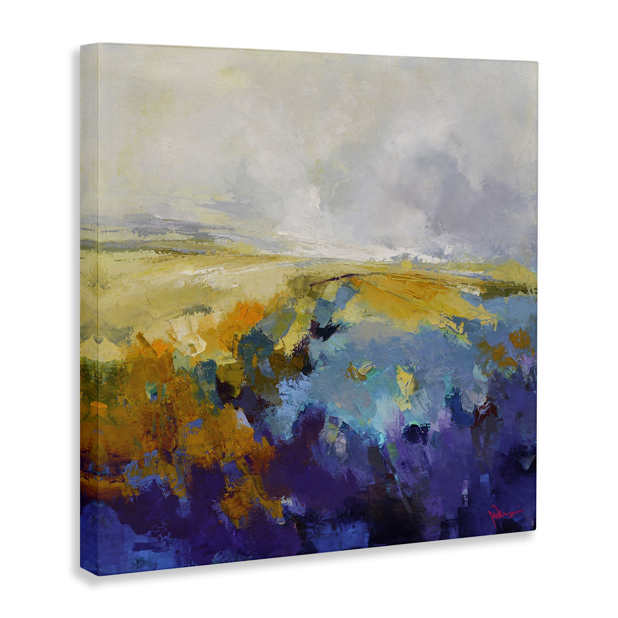 Stupell Industries Expressive Country Field Landscape Painting Gallery Wrapped Canvas Art Print Wall Art, 17 x 17