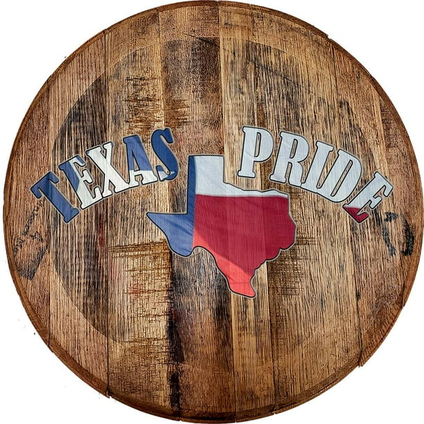 Bar Sign Texas Pride Waving Flag State Decor Bourbon Barrel Lid Wall Art Walmart Com Walmart Com