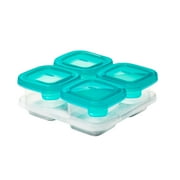 OXO Tot Silicone Baby Blocks Food Storage Containers, 4 oz., Teal, 4-Pack, For Infants Ages 0-12 Months
