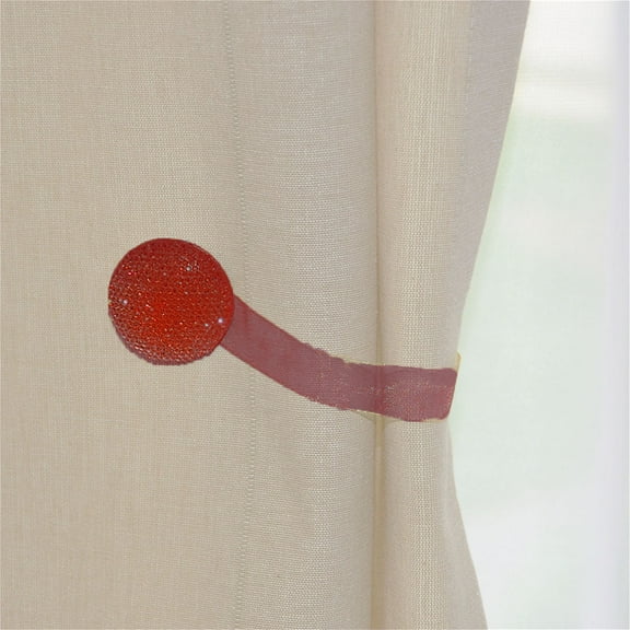 Round Red 2 Piece Crystal Magnetic Window Curtain Drapery Tie Back Clips - Hardware/Mount