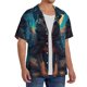 thumbnail image 2 of Fotbe Starry Sky Moon Wolf Leader Camisa Estampada de Manga Corta para Hombre, Casual de Verano, Estilo Playero, Sin Arrugas-X-Large, 2 of 5