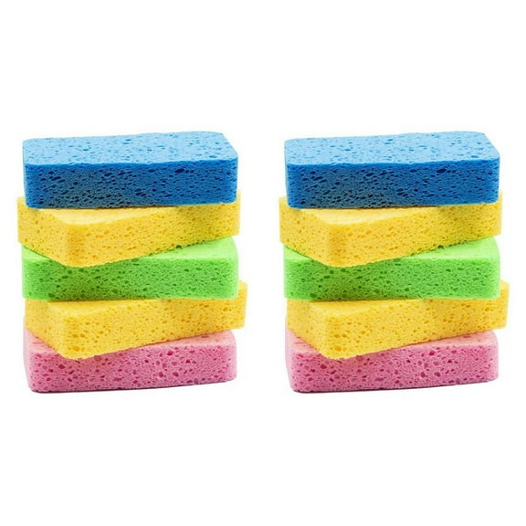 Cellulose Sponges,Kitchen Sponges for Dish, Duty Scrub Sponges,Non-Scratch Dish Scrubber Sponge 10 Pcs