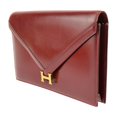 thumbnail image 2 of Pre-Owned HERMES Hermes Liddy Shoulder Bag Box Calf Rouge Ash Bordeaux Gold Hardware 2WAY Clutch 〇G Engraved Vintage (Good), 2 of 10