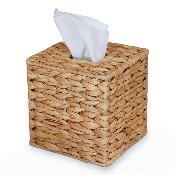 Funda para caja de pañuelos PINXIURY, jacinto acuático, tejida a mano, natural