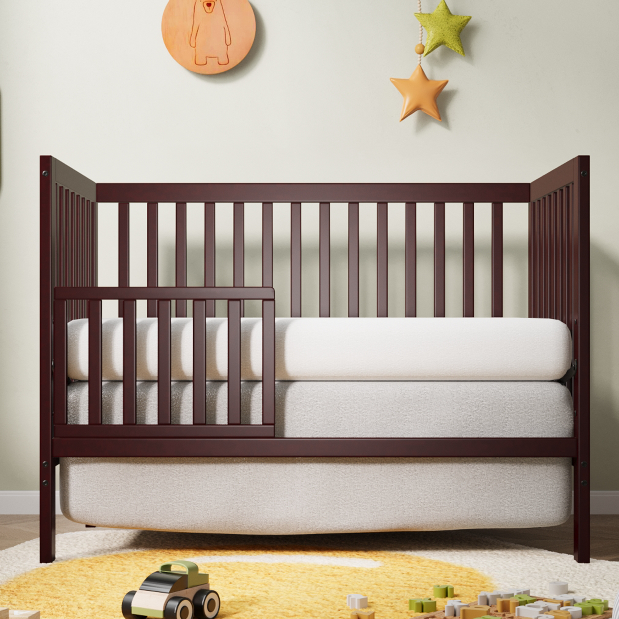 Sesslife 5-In-1 Convertible Crib, Baby Bed, Converts from Baby Crib to Toddler Bed, Fits Standard Full-Size Crib Mattress ,Easy to Assemble(Espresso) - image 2 of 11