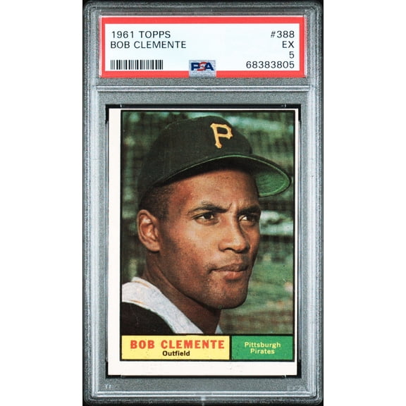 Graded 1961 Topps Bob Roberto Clemente #388 Baseball Card PSA 5 Excellent