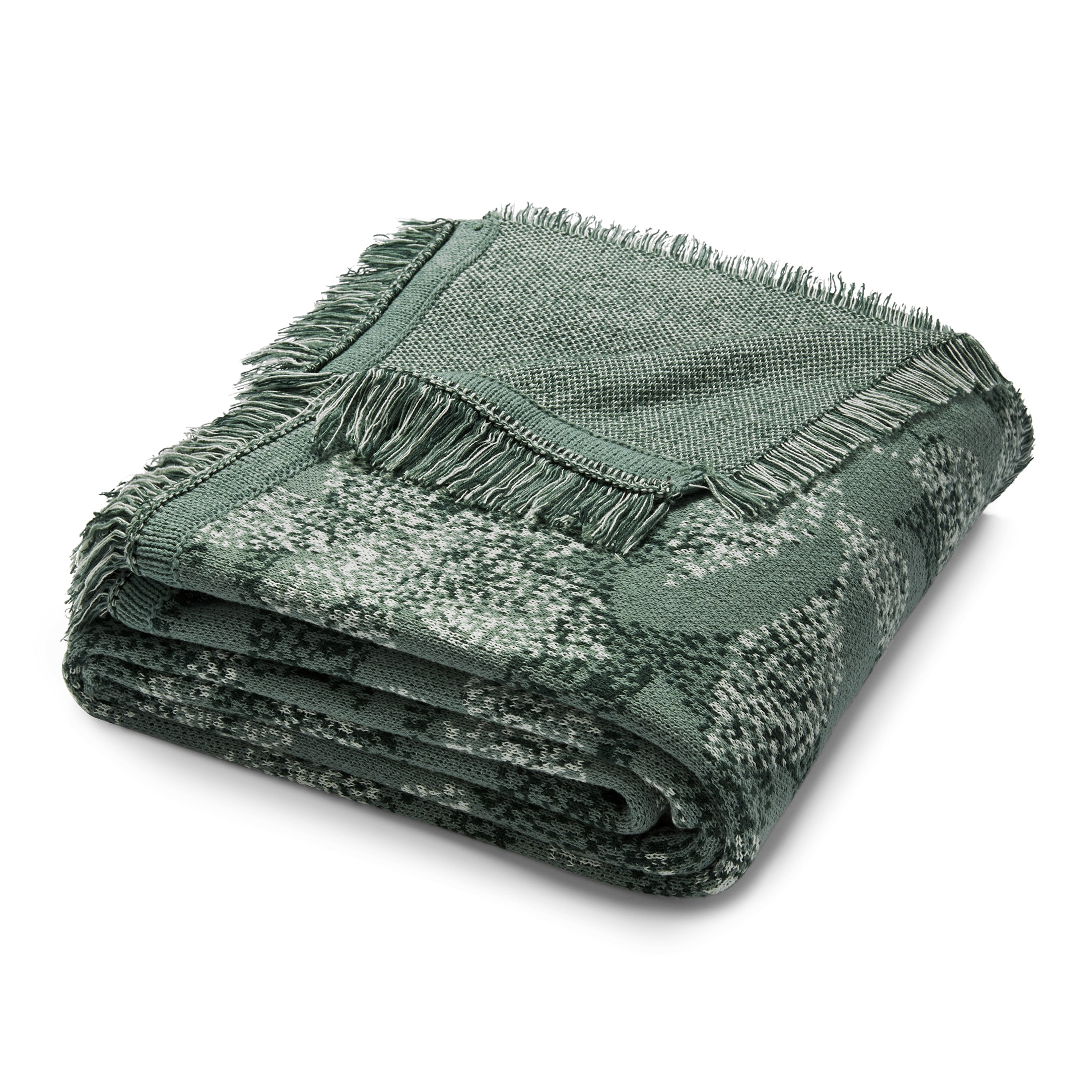 Mainstays Rustic Designs Green Brier Dot Botanical Cotton Blend Jacquard Knit Tapestry Throw, 50" x (图2)