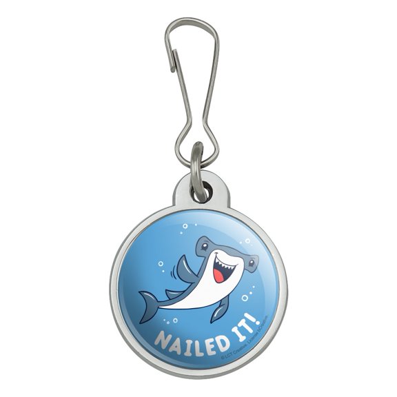 Nailed It Hammerhead Shark Funny Humor Pun Jacket Handbag Purse Luggage Backpack Zipper Pull Charm