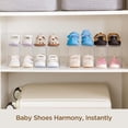 thumbnail image 3 of REJODA-Clear Acrylic Kids Shoe Rack for Closet Organizers and Storage, Small Shoe Rack 4 Sections Toddler Baby Shoe Storage Organizer Stackable Shoe Shelf,Desk File Sorter Book Purse Organizer(2 Pack, 3 of 4