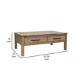 thumbnail image 5 of Benjara Umey 53 Inch Coffee Table, 2 Drawers, Light Natural Brown Wood Frame, 5 of 5