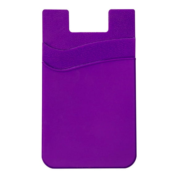 Alfa Torque Silicone Credit Card Holder, 2 Compartments, Adhesive Wallet, Purple