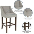 thumbnail image 6 of Flash Furniture 2 Pk. Carmel Series 30" High Transitional Walnut Barstool with Accent Nail Trim in Light Gray Fabric, 6 of 14