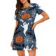 thumbnail image 1 of Fotbe Halloween Bata de Dormir para Mujer con Estampado, Camisón de Algodón de Manga Corta, Ropa de Dormir Casual, 1 of 6