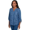 thumbnail image 3 of Alfred Dunner Womens Floral Embroidered Flared Sleeve Top, 3 of 4