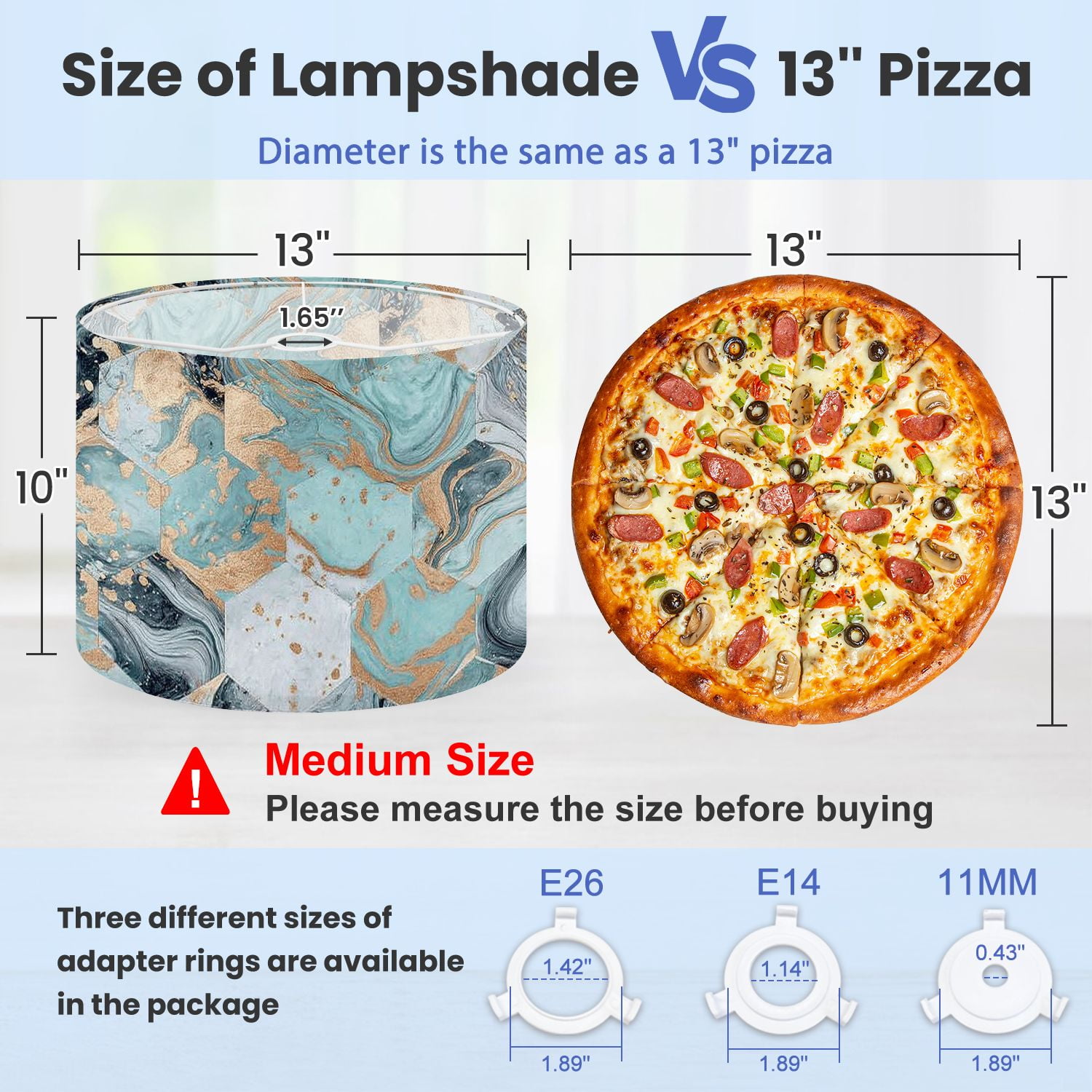 Lampshades 2 Pack Marble Gold Turquoise Blue Teal Marbling 13"x13"x10" Light Shade for Table Lamps Floor Lamps Drum Lamp Shades Lampshade Replacement Easy Assembly