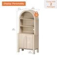 thumbnail image 4 of 71" Tall Arched Kitchen Pantry Cabinet, Wood Bookcase Display Cabinet With Doors And Adjustable Shelves, Mid-Century Modern Versatile Cupboard For Dining Room, Bedroom, 4 of 6