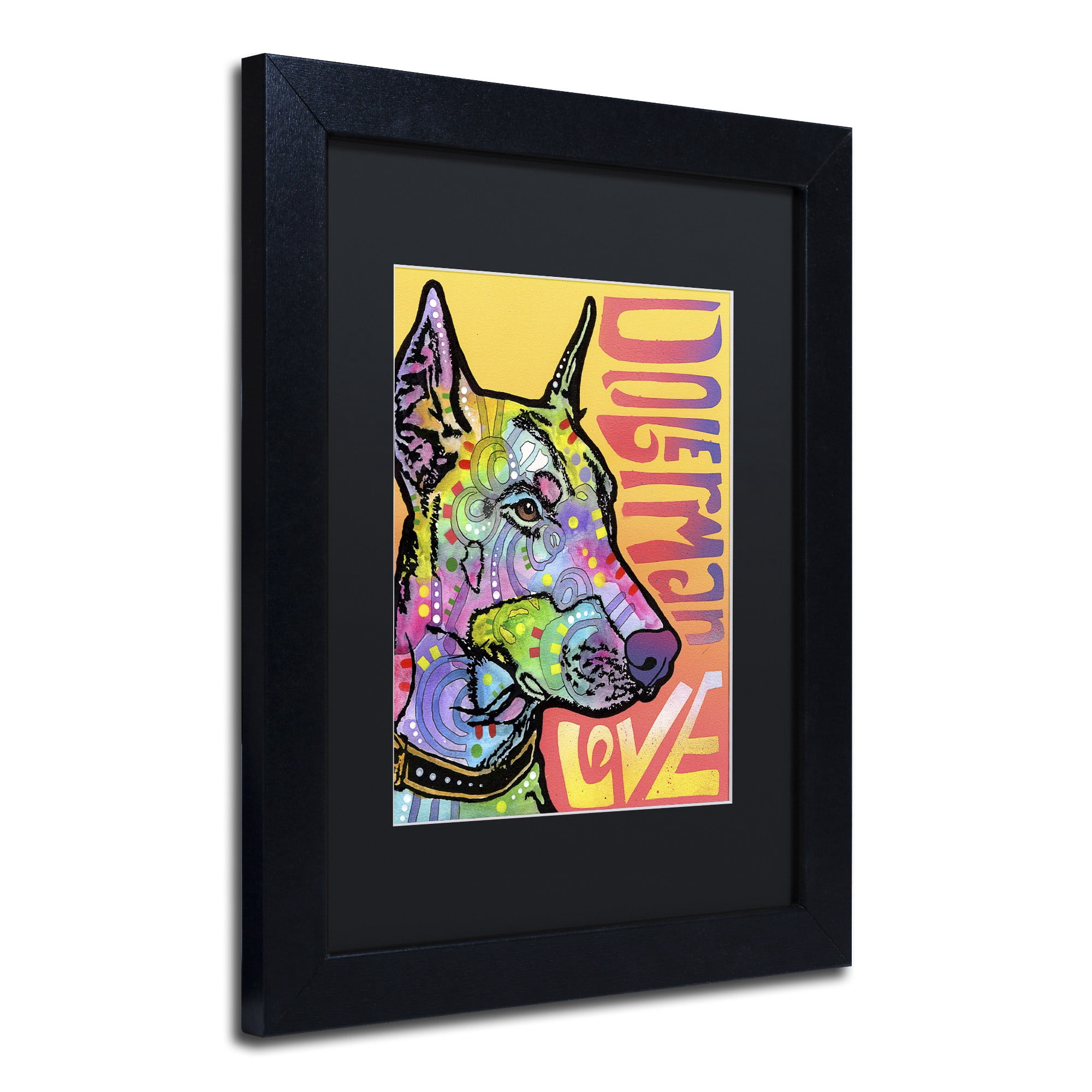 Trademark Fine Art 'Doberman Luv' Canvas Art by Dean Russo, Black Matte, Black Frame