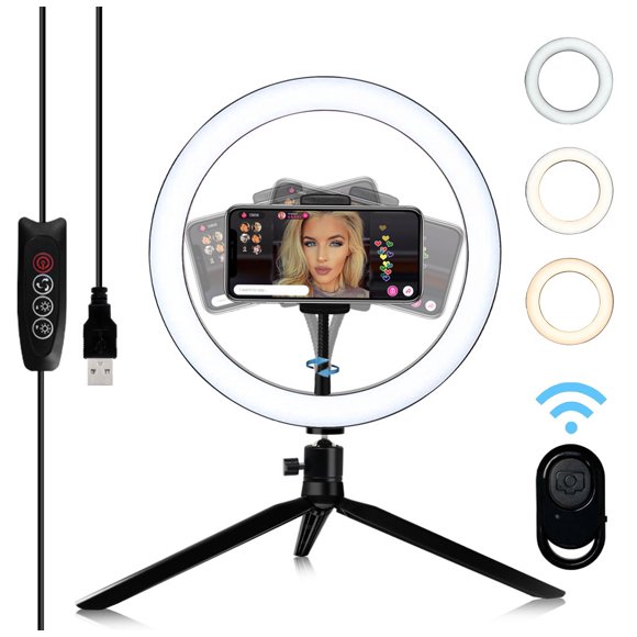 Uolo Mount 10" LED Ring Light [Aluminum Metal Frame] with Tripod Stand, Phone Holder & Remote Shutter – Selfie & Livestream Light