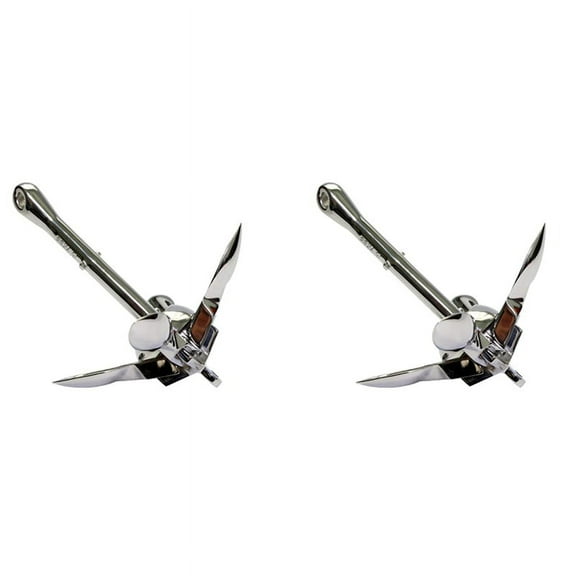 2X Inflatable Boat 316 Stainless Steel Iron Metal Anchor for Boat Kayak Dinghy Raft Fishing Boat Kayak 0.7Kg
