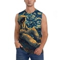 thumbnail image 2 of Lsque Astronaut Starry Night Print Men's Cotton Blend Sleeveless Muscle Shirts (S-3XL)- Moisture Wicking, Odor Protection, UPF 30+,XX-Large, 2 of 8