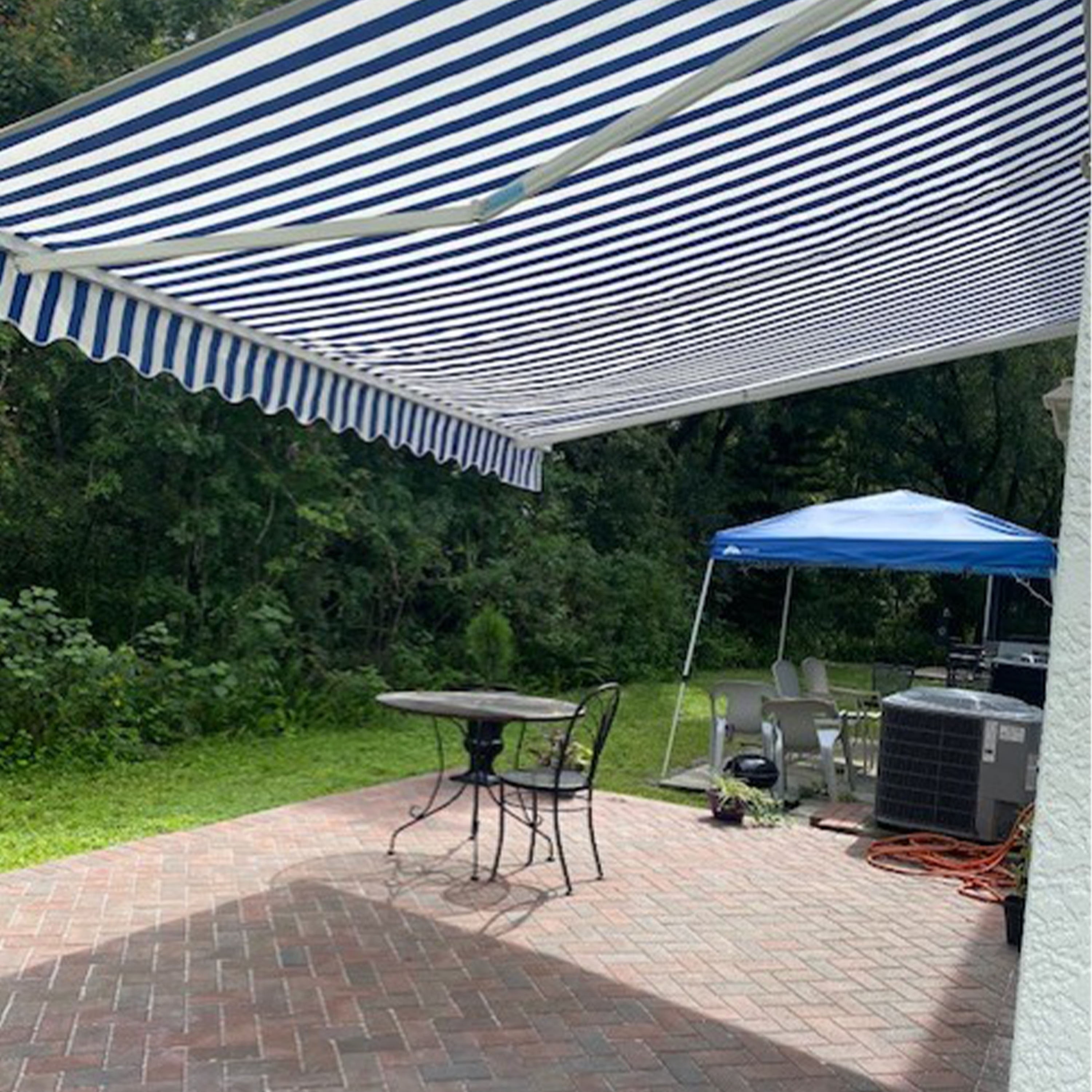 ALEKO 6.5'x5' Retractable Patio Awning Fabric Replacement, Blue and White Striped Color