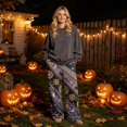 thumbnail image 2 of QWKLEAJ Halloween Pajama Pants Women Loose Fit Lounge Pants Pumpkin Cat Print Sleepwear Elastic Waist Casual Home Trousers Party Bottoms Long Pyjamas Comfy Loungewear Holiday Themed Nightwear, 2 of 6