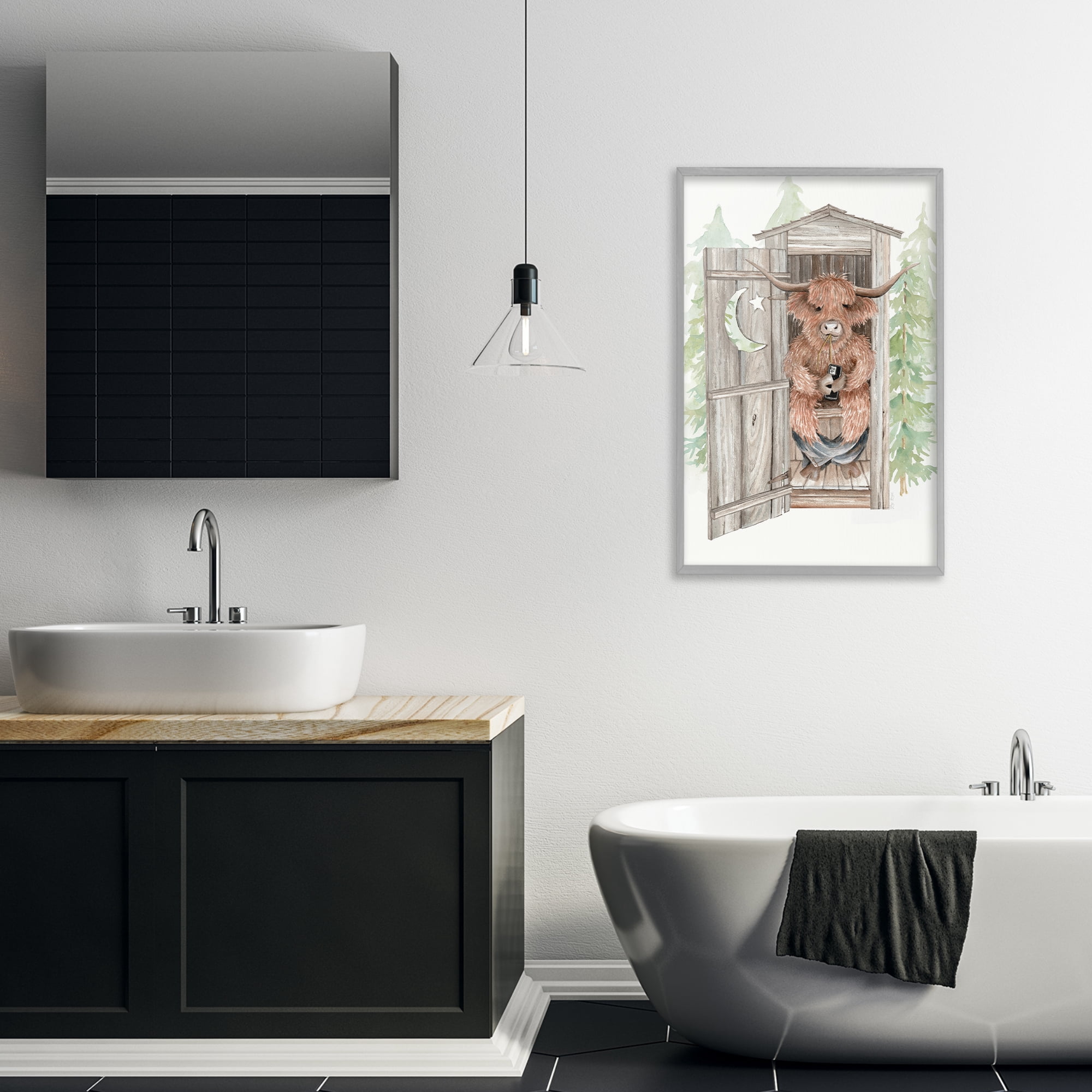 Stupell Industries Lost In Scroll Outhouse Gray Framed Giclee Art, design by Cindy Jacobs