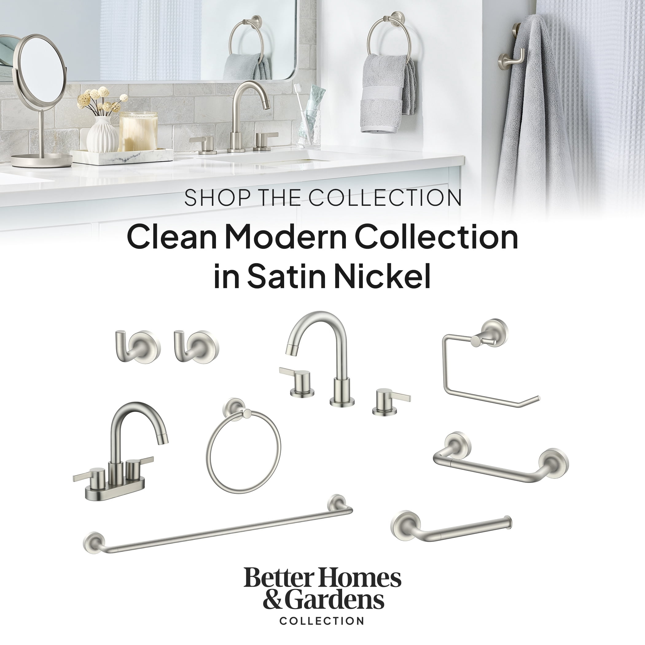 Better Homes & Gardens Clean Modern 4" Centerset Bathroom Faucet in Satin Nickel