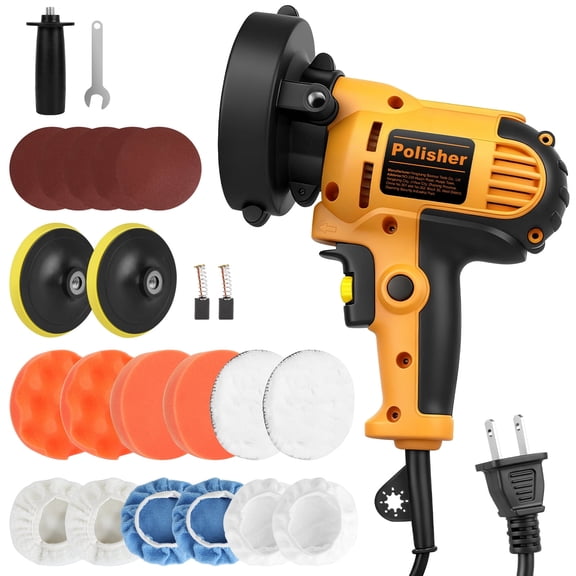Buffer Polisher, 1000W 5 Inch Rotary Buffer Polisher Waxer, Speed 600-3700 RPM, Detachable Handle for Car, Boat Sanding, Polishing, Waxing