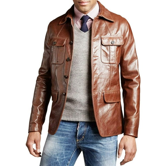 Men's Stylish Brown 100% Genuine Suede Leather Lightweight Soft Satin lining Jackets for Men - XS Size