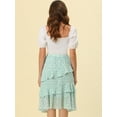 thumbnail image 4 of INSPIRE CHIC Women's Elastic Waist Midi Layered Chiffon Skirt Green M, 4 of 5