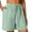 Light Green, variant on PUYAHG Women's 7" Linen Cotton Shorts Workout Gym Solid Color Comfortable Elastic Wide Leg Casual Shorts Drawstring High Waisted with Pocket Blue,L