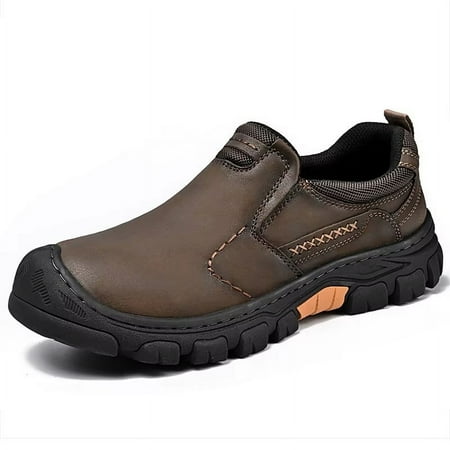 

Male Driving Sneakers Male Travel Shoes Men s Leather Loafers Non Slip Walking Flats Breathable Outdoor Slip on Casual Shoes (Dark Brown 44)
