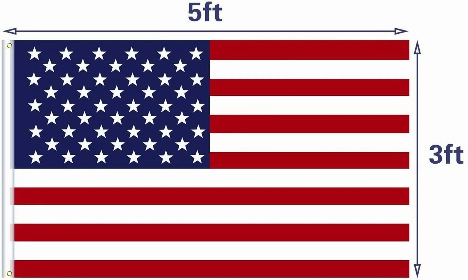 PURELY- 2Pcs 90*150Cm 3X5Ft American Flag Usa Us Flag Stars Grommets Stripe Nylon Garden