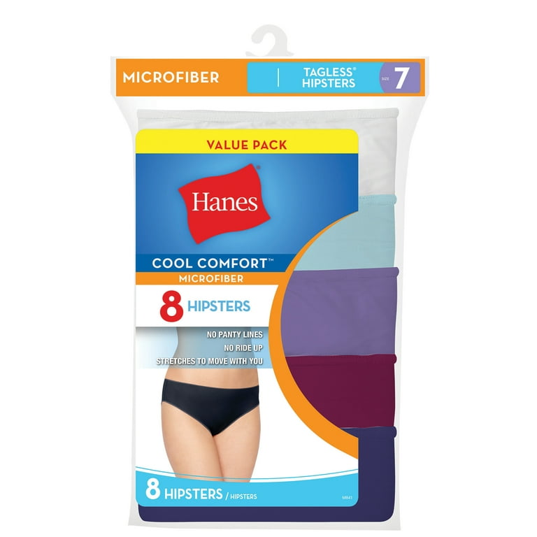 Hanes Women's Cool Comfort Microfiber Hipster Panties, 8-Pack