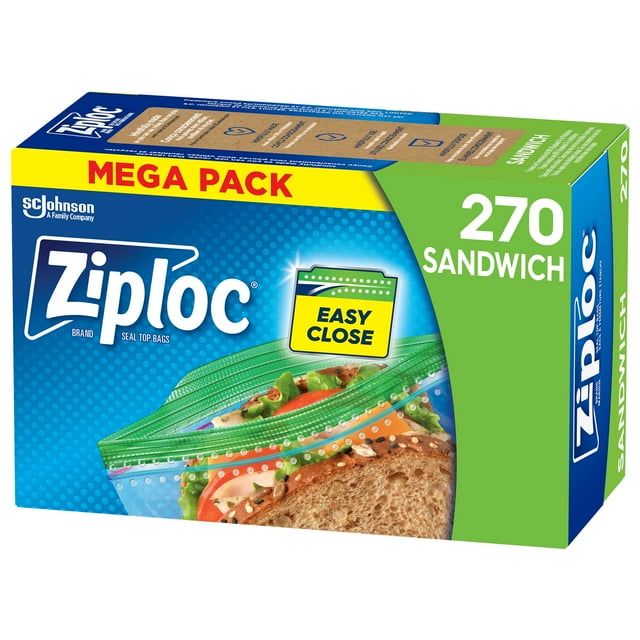 Ziploc® Sandwich Bags with Grip 'n Seal Technology, 270 Bags