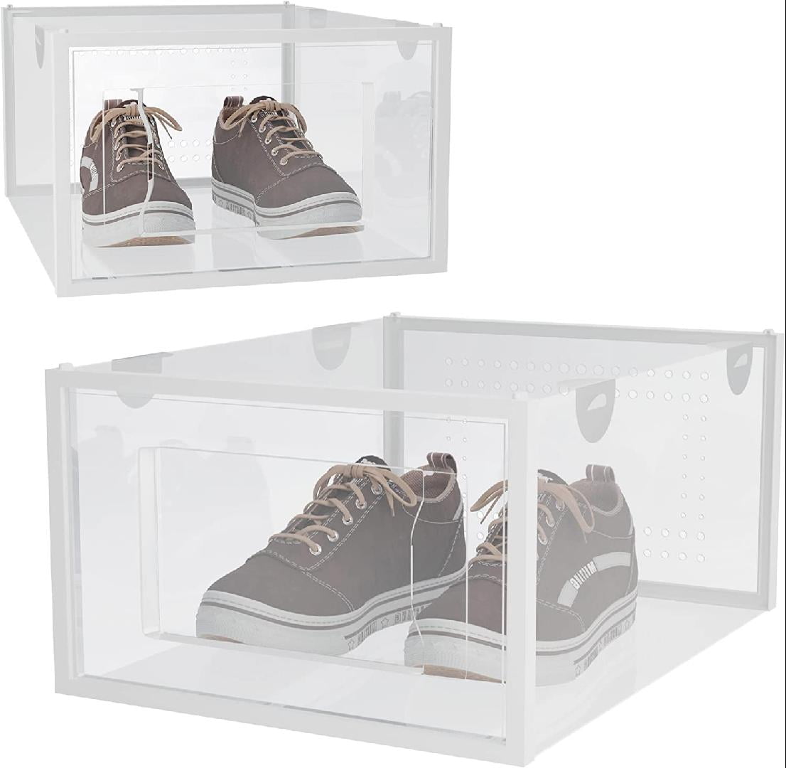 12 Pack Shoe Organizer Boxes 13.9" x 15.3" x 6.9", Ventilated Clear Shoe Box Organizer, Durable