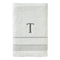 SKL Home Casual Monogram Bath Towel, "T", White
